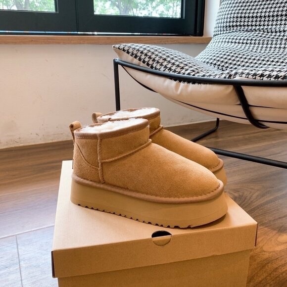 UGG Womens classic ultra mini platform boots Chestnut - Picture 3 of 8